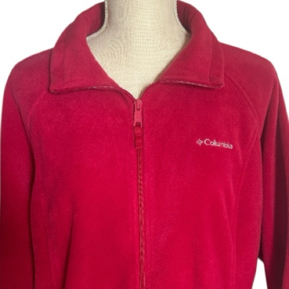 Columbia Sportswear Fleece Cherry Red Jacket Front Zipper Side Zipper Pockets XL